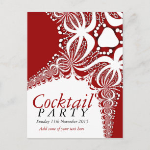 Red White Batik Cocktail Party Einladung Postkarte