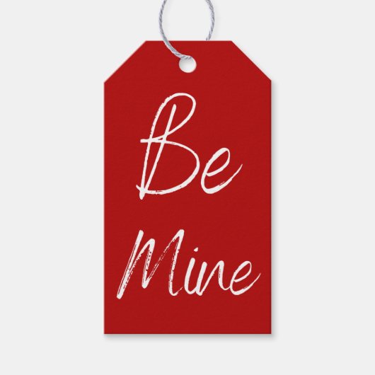 Red & White Be Mine Valentine Geschenkanhänger (Vorderseite)