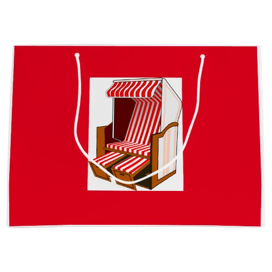 Red & White Beach Sessel Thema Party Geschenktasch Große Geschenktüte (Vorderseite)