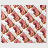 Red & White Beach Stairs Thema Umschlagpapier Geschenkpapier (Flach)