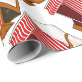 Red & White Beach Stairs Thema Umschlagpapier Geschenkpapier (Rolleneckpunkt)