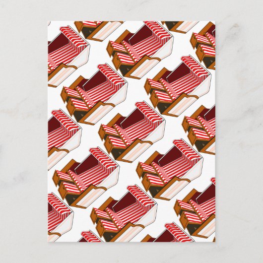 Red & White Beach Stühle als Postkarte (Vorderseite)