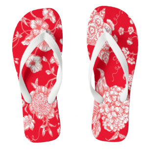 Red White Beautiful Toile Badesandalen