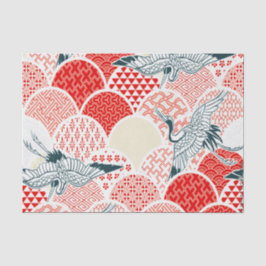 Red White Bird Japanischer Kimono Floral Decoupage Seidenpapier