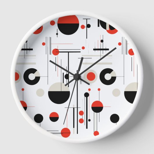 Red white black Bauhaus geometric shapes pattern Uhr (Vorderseite)
