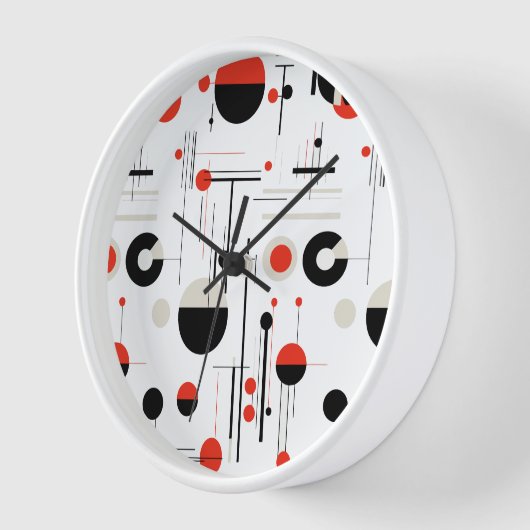 Red white black Bauhaus geometric shapes pattern Uhr (Winkel)