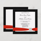 Red White Black Black Wedding Einladung (Vorne/Hinten)