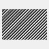 Red White Black Candy Cane Strip Holiday Geschenkpapier Set (Vorderseite 3)