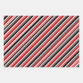 Red White Black Candy Cane Strip Holiday Geschenkpapier Set (Vorderseite)