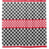 Red White Black Checked Duschvorhang (Vorderseite)