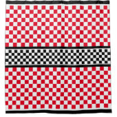 Red White Black Checked Duschvorhang (Vorderseite)
