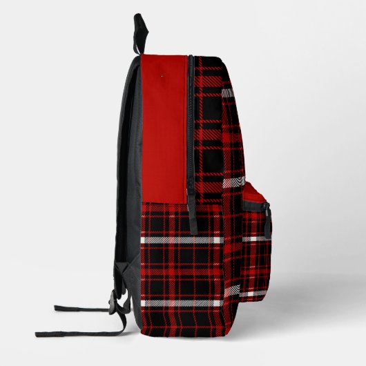 Red white Black Checkered tartan plaid Nebraska Bedruckter Rucksack (Links)