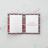 Red White Black Damask, Herz Dankeschön Karte (Innenseite)