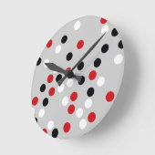 red white black dots pattern runde wanduhr (Winkel)