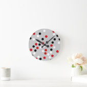 red white black dots pattern runde wanduhr (Zuhause)
