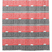 Red White Black Grikey Fret Pattern Design Duschvorhang (Vorderseite)
