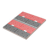 Red White Black Grikey Fret Pattern Design Fliese (Seite)