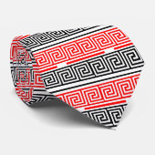 Red White Black Grikey Fret Pattern Design Krawatte (Gerollt)