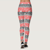 Red White Black Grikey Fret Pattern Design Leggings (Rückseite)