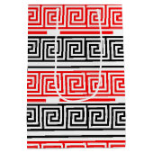 Red White Black Grikey Fret Pattern Design Mittlere Geschenktüte (Rückseite)