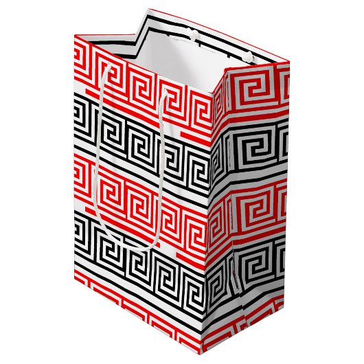 Red White Black Grikey Fret Pattern Design Mittlere Geschenktüte