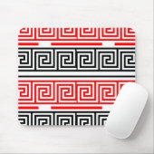Red White Black Grikey Fret Pattern Design Mousepad (Mit Mouse)