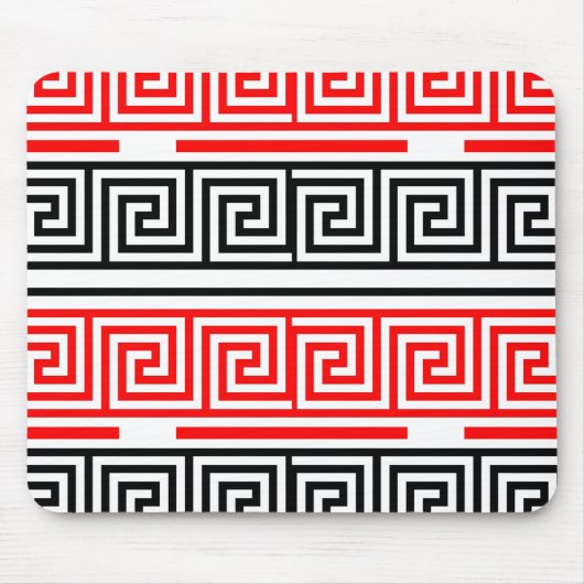 Red White Black Grikey Fret Pattern Design Mousepad (Vorne)