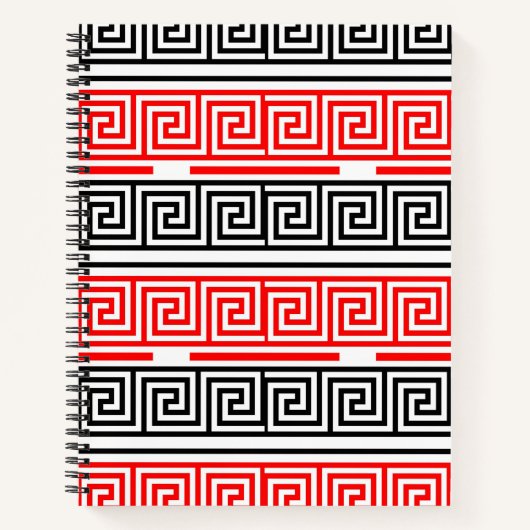 Red White Black Grikey Fret Pattern Design Notizblock (Vorderseite)
