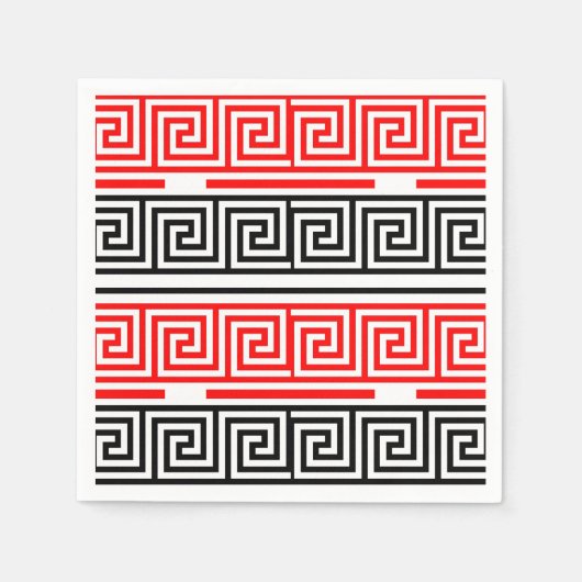 Red White Black Grikey Fret Pattern Design Serviette (Vorderseite)