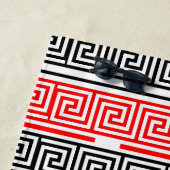 Red White Black Grikey Fret Pattern Design Strandtuch (Beispiel)