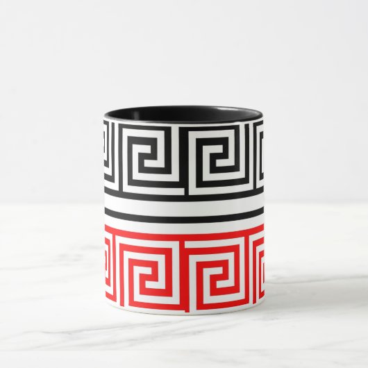 Red White Black Grikey Fret Pattern Design Tasse (Zentrum)