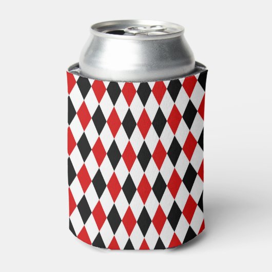 Red White Black Harlequin Diamond Pattern Dosenkühler (Kanne Vorderseite)