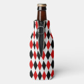 Red White Black Harlequin Diamond Pattern Flaschenkühler (Flasche Rückseite)