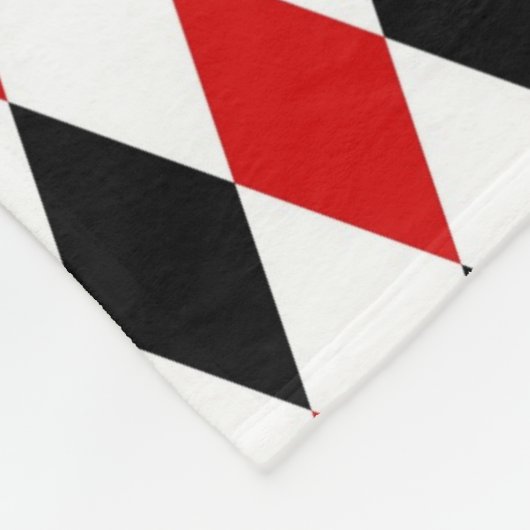 Red White Black Harlequin Diamond Pattern Fleecedecke (Ecke)