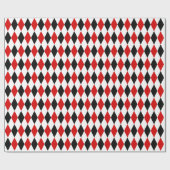 Red White Black Harlequin Diamond Pattern Geschenkpapier (Flach)