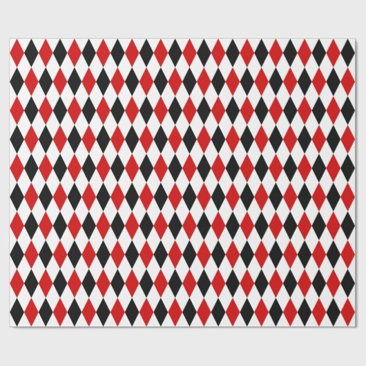 Red White Black Harlequin Diamond Pattern Geschenkpapier (Flach)
