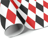Red White Black Harlequin Diamond Pattern Geschenkpapier (Rolleneckpunkt)
