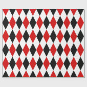 Red White Black Harlequin Diamond Pattern Geschenkpapier (Flach)