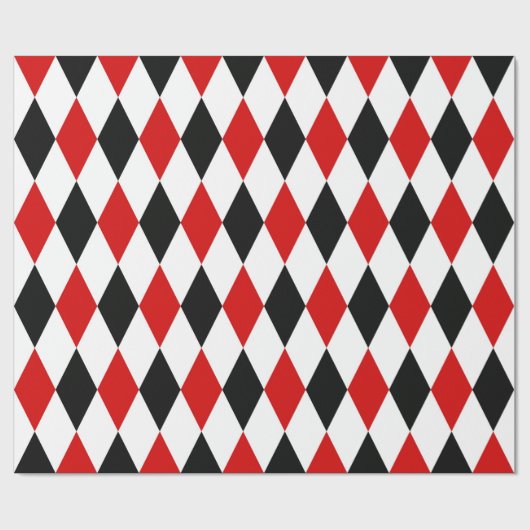Red White Black Harlequin Diamond Pattern Geschenkpapier (Flach)