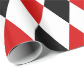 Red White Black Harlequin Diamond Pattern Geschenkpapier (Rolleneckpunkt)