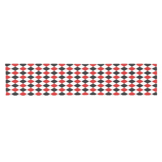 Red White Black Harlequin Diamond Pattern Kurzer Tischläufer (Horizontal)