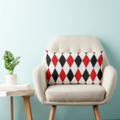 Red White Black Harlequin Diamond Pattern Lendenkissen (Stuhl )