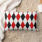 Red White Black Harlequin Diamond Pattern Lendenkissen (Decke)