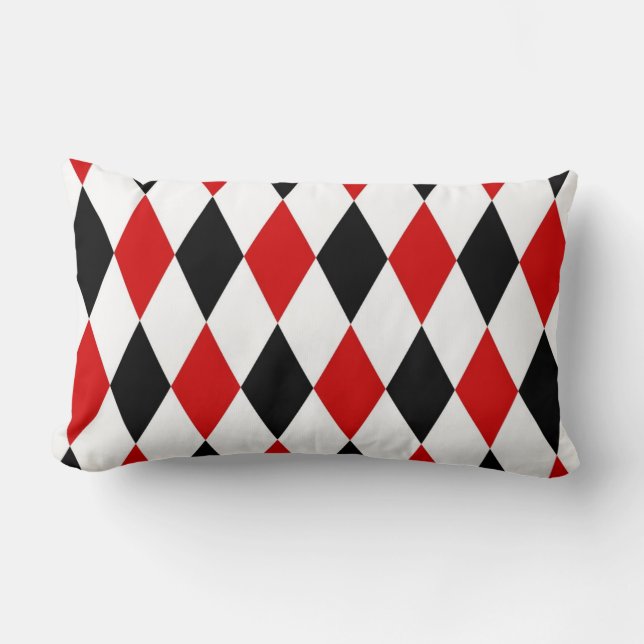 Red White Black Harlequin Diamond Pattern Lendenkissen (Vorderseite)