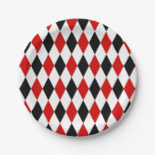 Red White Black Harlequin Diamond Pattern Pappteller (Vorderseite)