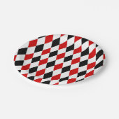 Red White Black Harlequin Diamond Pattern Pappteller (Schrägansicht)