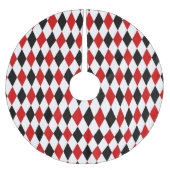 Red White Black Harlequin Diamond Pattern Polyester Weihnachtsbaumdecke (Vorderseite)