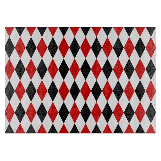 Red White Black Harlequin Diamond Pattern Schneidebrett (Vorderseite)