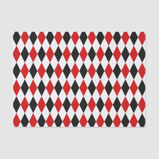 Red White Black Harlequin Diamond Pattern Seidenpapier (Vorderseite)