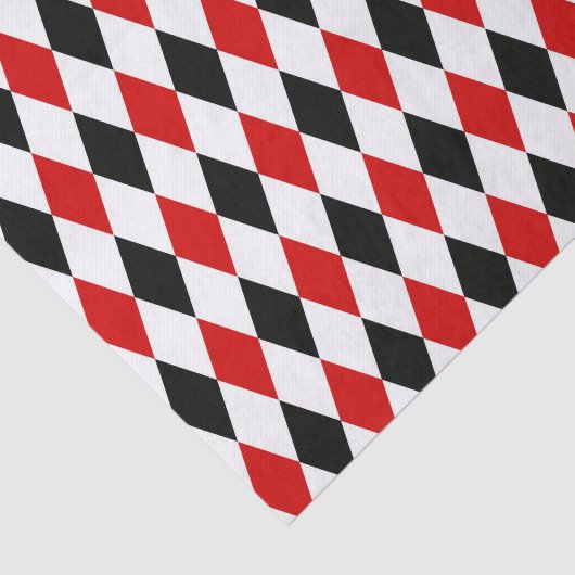 Red White Black Harlequin Diamond Pattern Seidenpapier (Ausschnitt)